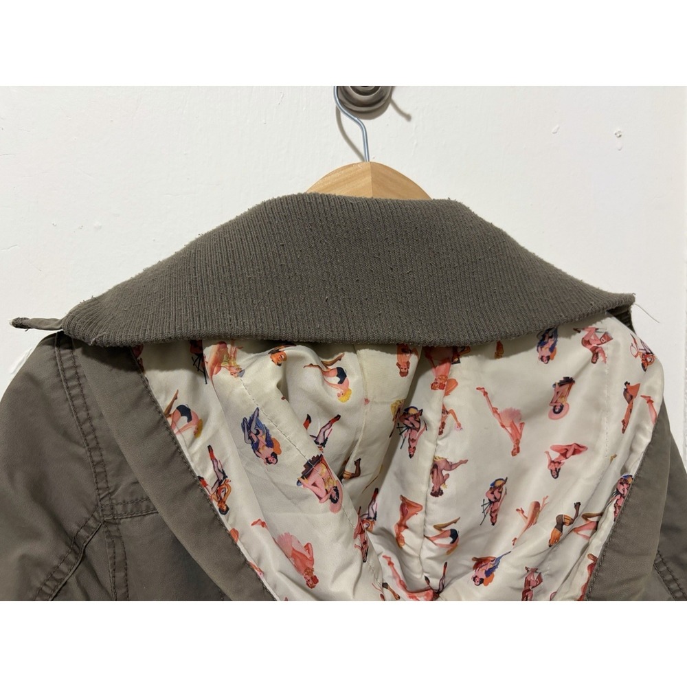 Miss Top Gun Utility Parka Jacket Green Pinup Lined Hood‎ Shearling Size XS - Picture 10 of 10